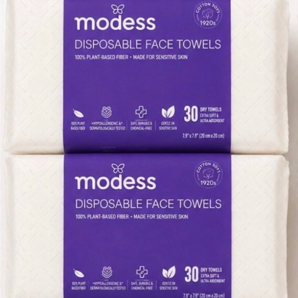Modess Disposable Face Towel Total 60 Towels 7.1"x7.9" (Set of 2)